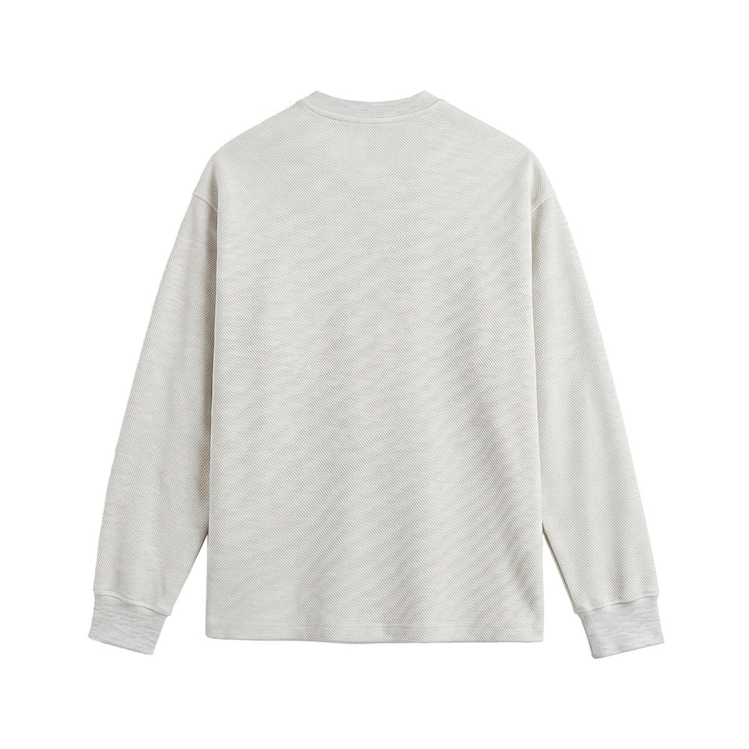 Unisex Weit geschnittenes Henley-Sweatshirt mit Waffelstruktur und Rippenbündchen Drune