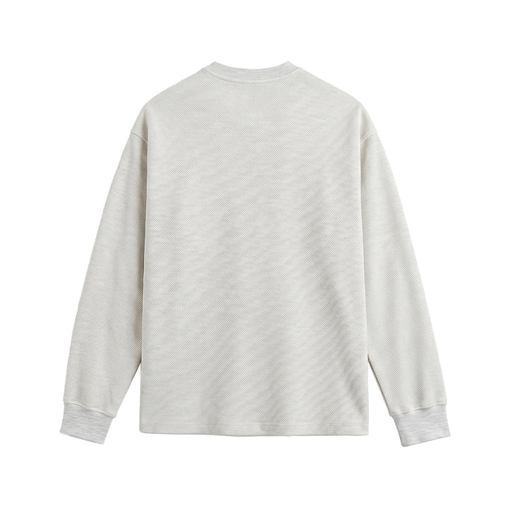 Unisex Weit geschnittenes Henley-Sweatshirt mit Waffelstruktur und Rippenbündchen Drune