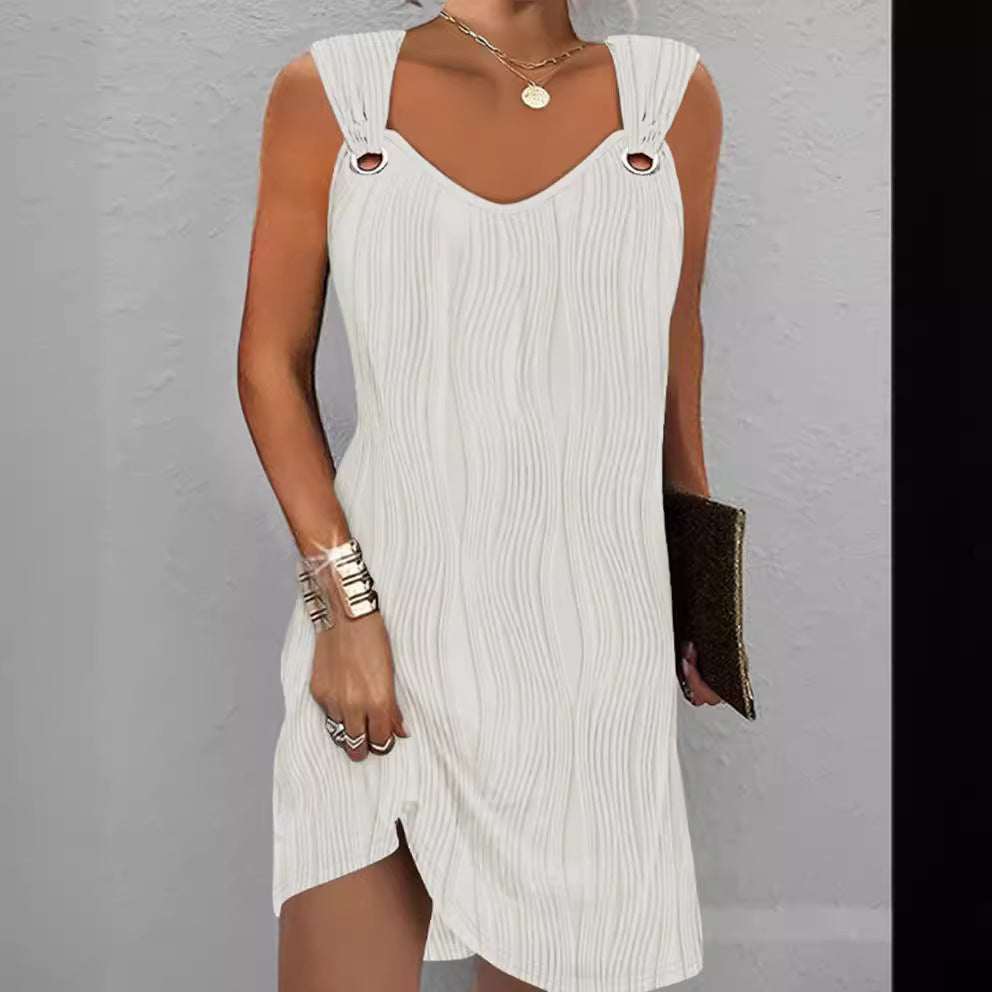 Damen ärmelloses Sommerkleid mit dekorativen Schleifen und leichtem Schnitt Drune