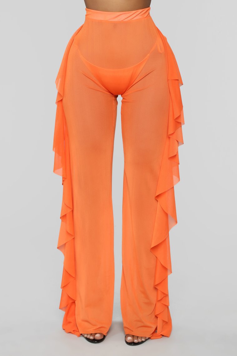 Damen Anziehbare Boho-Hosen mit Rüsche Drune