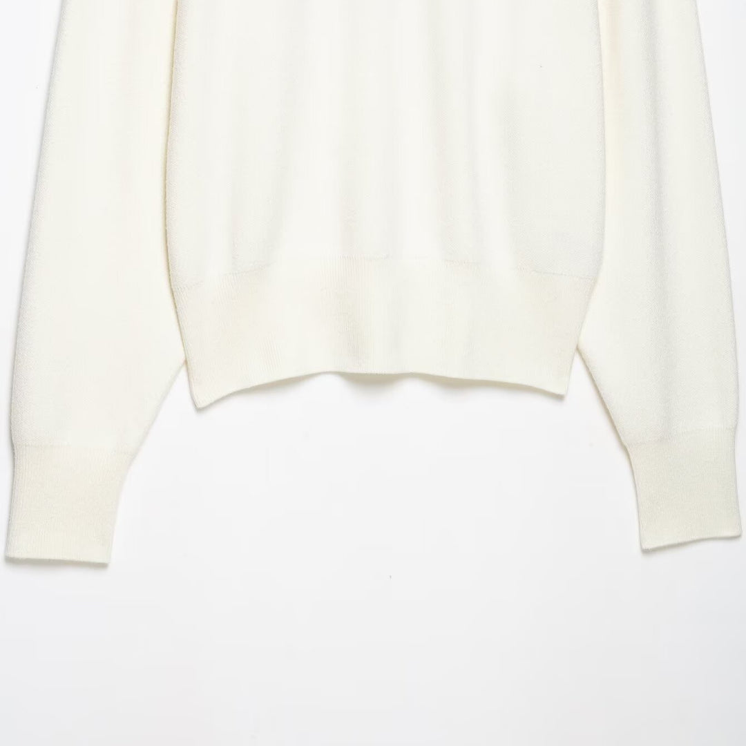 Damen Grobstrick-Pullover mit halbem Reißverschluss, Stehkragen und überschnittenen Ärmeln Drune