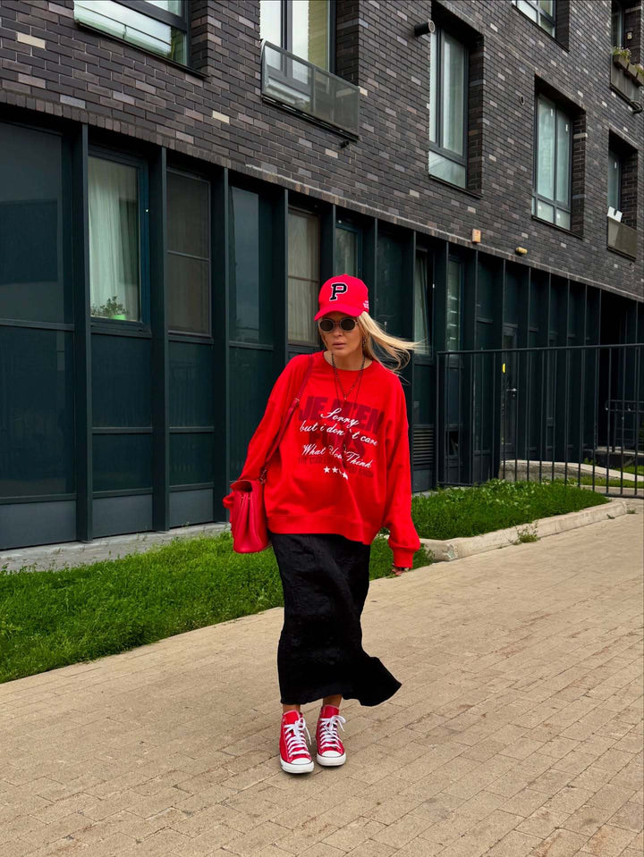 Damen Sportliches Sweatshirt mit auffälligem Schriftzug und lässigem Schnitt Drune