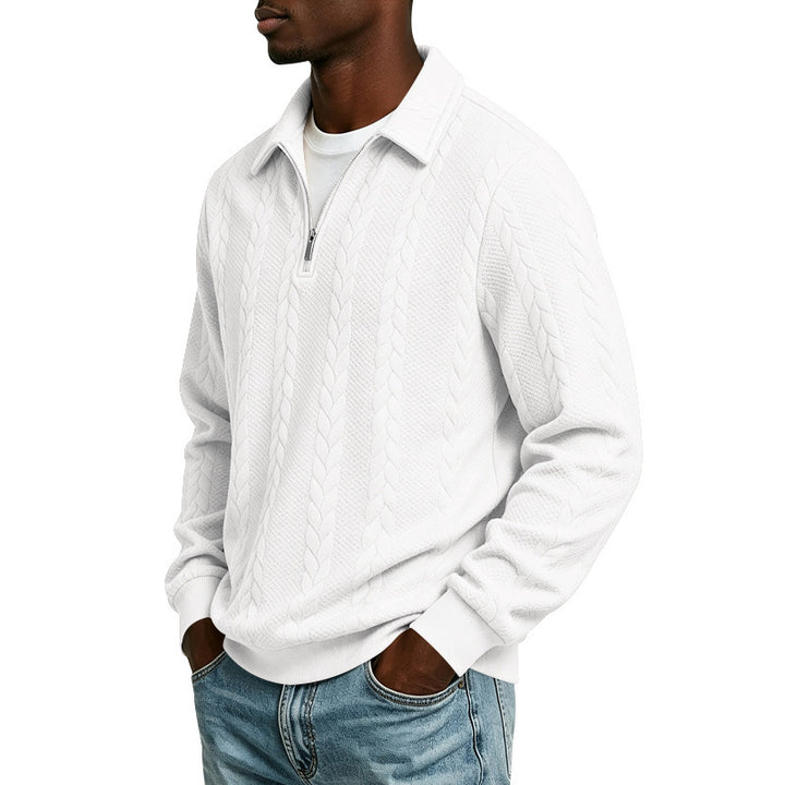 Herren Strukturierter Troyer mit Zopfmuster und Kurzreißverschluss Drune