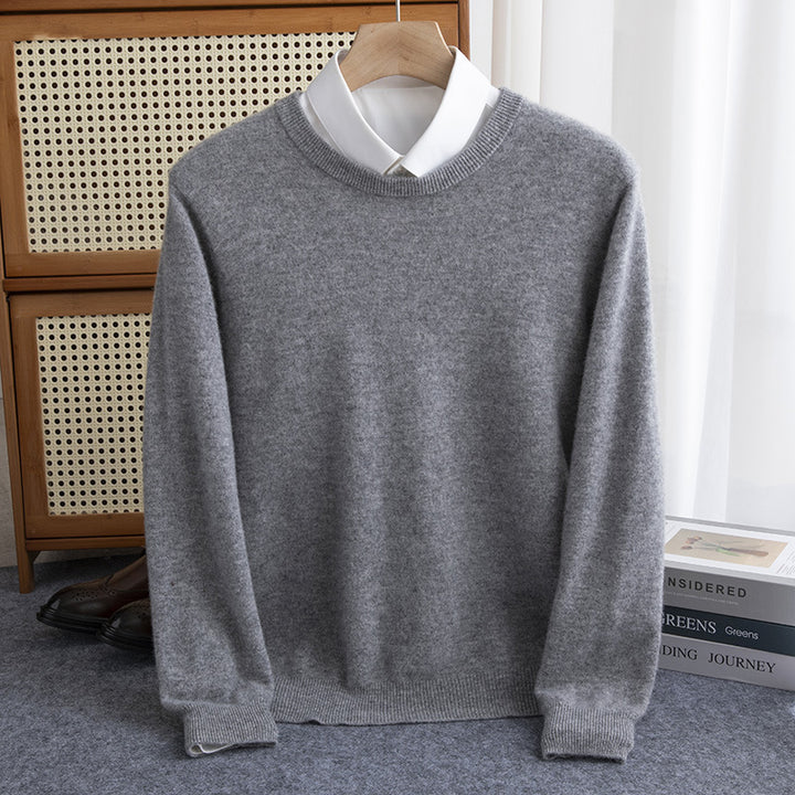 Herren Schlichter Rundhals-Feinstrickpullover kaschmirähnliche Haptik mit gerippten Abschlüssen Drune
