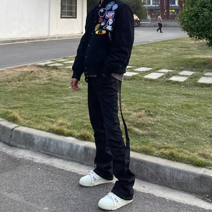 Herren Modische Bomberjacke mit kreativen Applikationen Drune