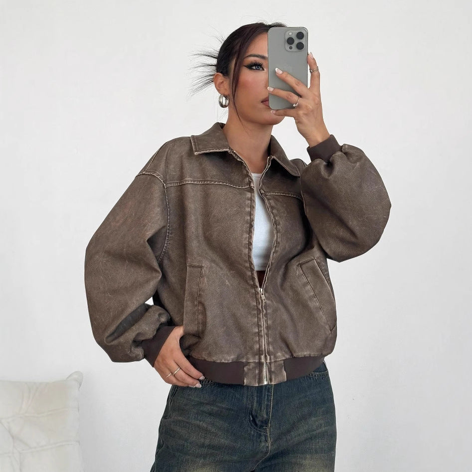 Damen oversized Bomberjacke mit lässigem Schnitt und voluminösen Ärmeln Drune