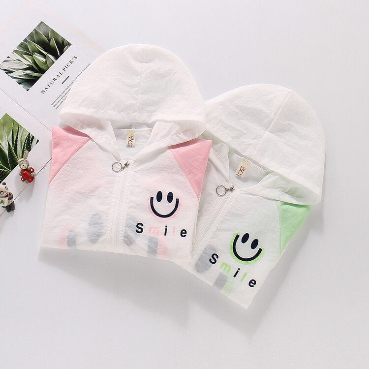Damen nan leichte Kapuzenjacke mit Smiley-Print, verstellbarem Saum und elastischen Bündchen  Drune