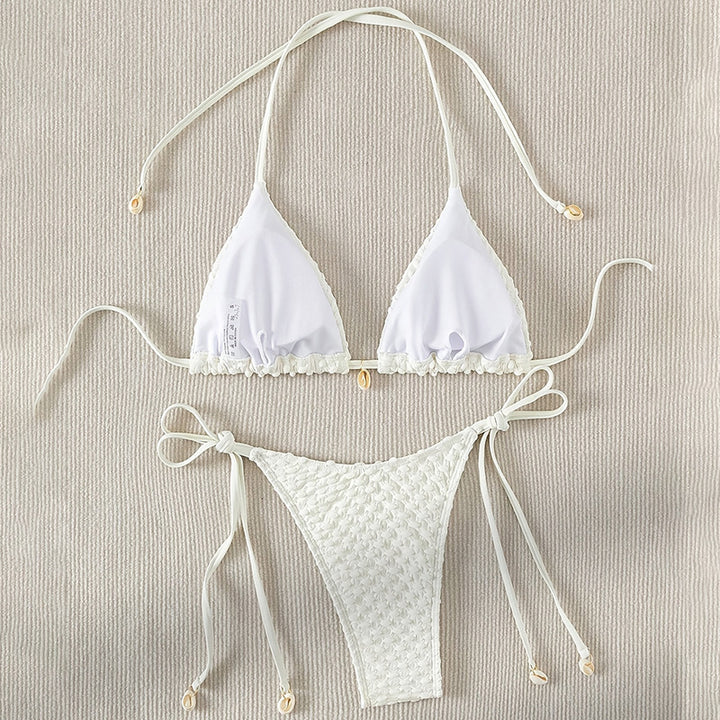 Damen Triangel-Bikini mit verstellbaren Trägern und einzigartigem Strukturmuster Drune