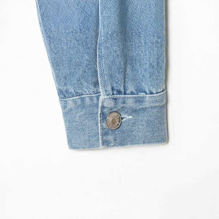 Damen Cropped Jeansjacke mit asymmetrischem Saum und aufgesetzten Pattentaschen Drune