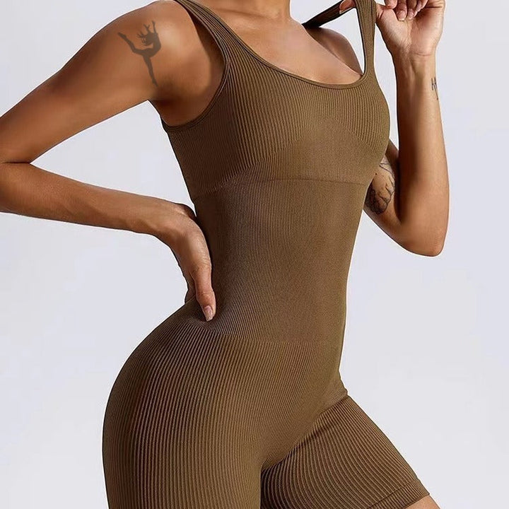 Damen Figurbetonter Sport-Bodysuit mit Rippstruktur Drune