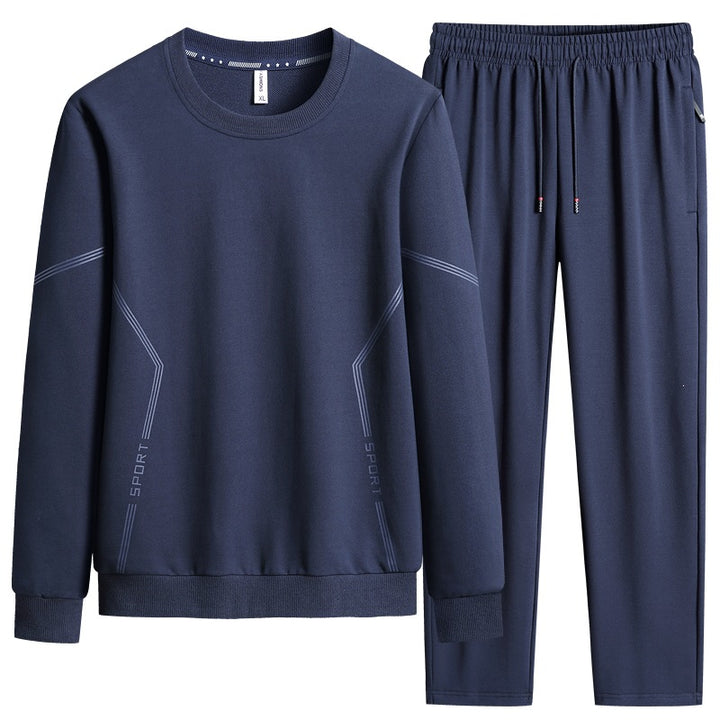 Herren Sportliches Freizeit-Jogginganzug-Set aus atmungsaktivem Funktionsfleece mit Rundhalsausschnitt & Kordelbund Drune