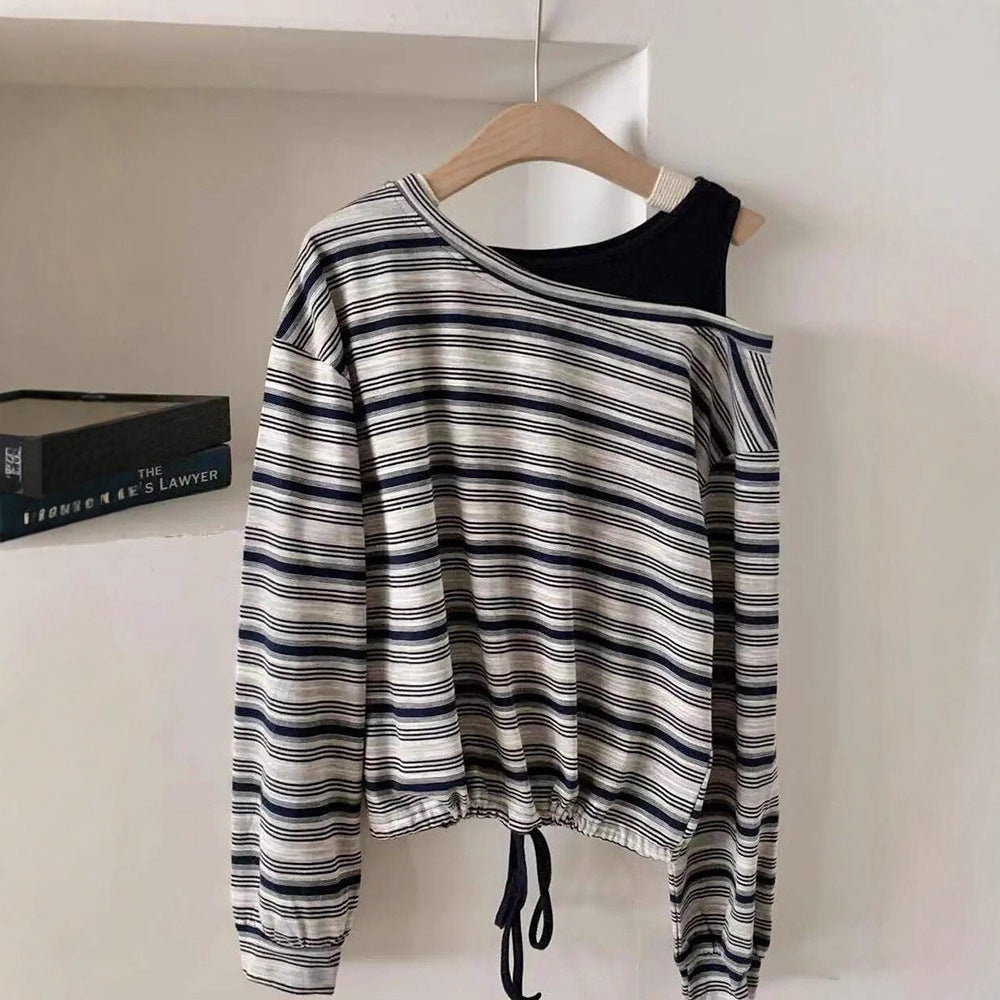 Damen Casual Langarmshirt mit off-Shoulder Design Drune