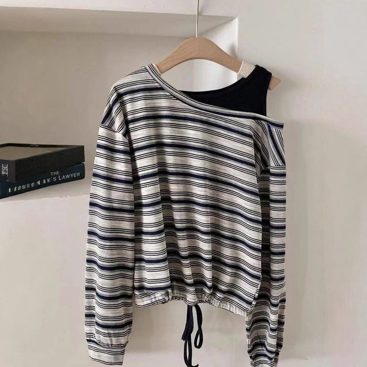 Damen Casual Langarmshirt mit off-Shoulder Design Drune