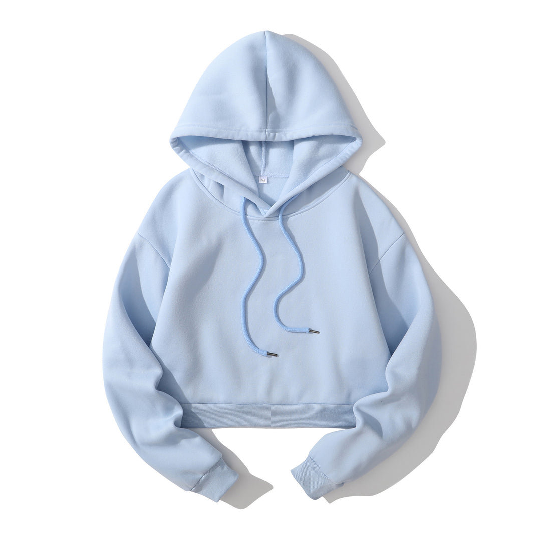Damen nan cropped Kapuzenpullover mit weichem Fleece‑Innenfutter und elastischem Rippbund Drune