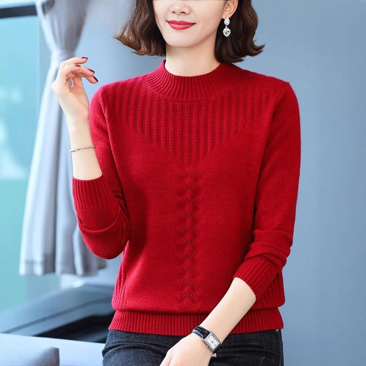 Damen eleganter Strickpullover mit modernem Zopfmuster Drune