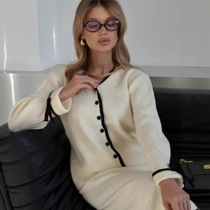 Damen Elegante Strickjacke mit Knöpfen Drune