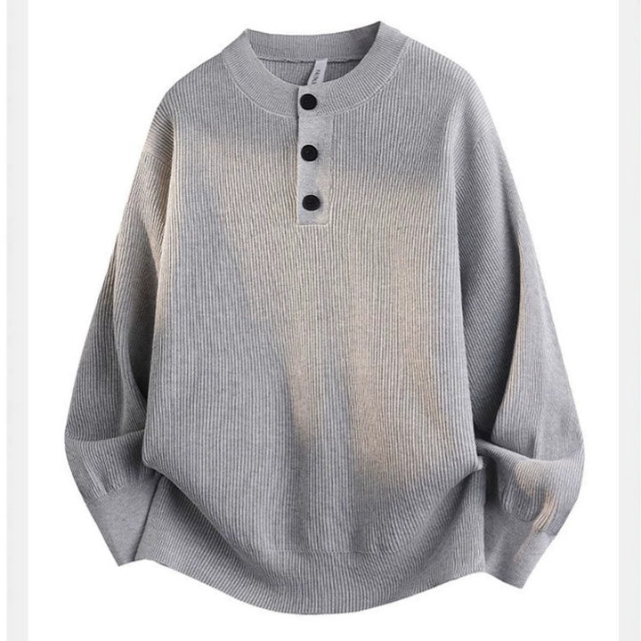 Herren Grobstrickpullover mit Knopfleiste Drune