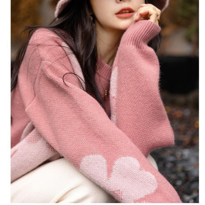 Damen Pullover mit floralem Strickmuster und bequemen Oversized-Schnitt Drune