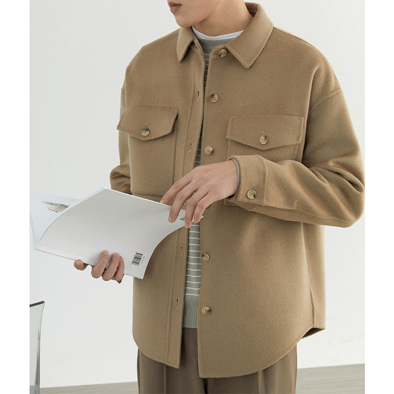 Herren Weiche Wollmix-Hemdjacke im Boxy-Schnitt Drune