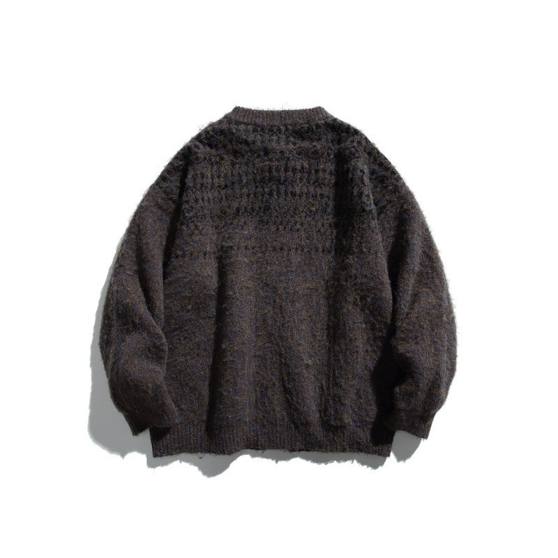 Damen Grobgestrickte Oversize-Cardigan mit Mohair-Optik und Rundhalsausschnitt Drune