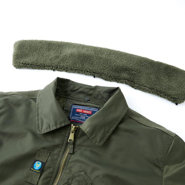 Herren Pilotenjacke mit Teddykragen und multifunktionalen Taschen Drune