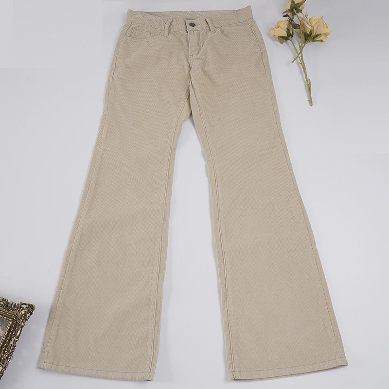Damen nan Corduroy Schlaghose mit hoher Taille, figurformenden Nähten und weitem Bootcut Drune