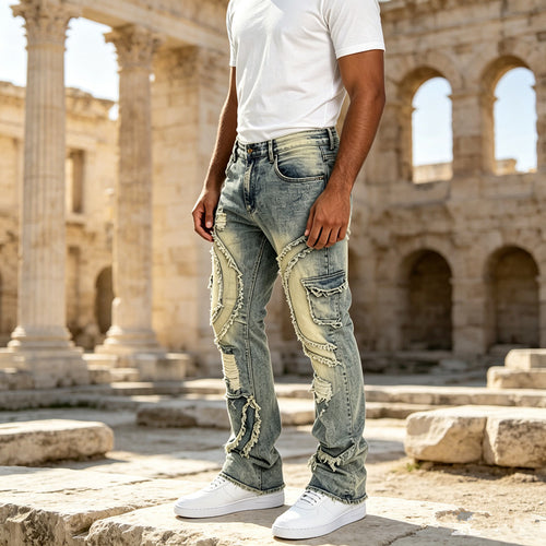 Herren Ripped Jeans Drune