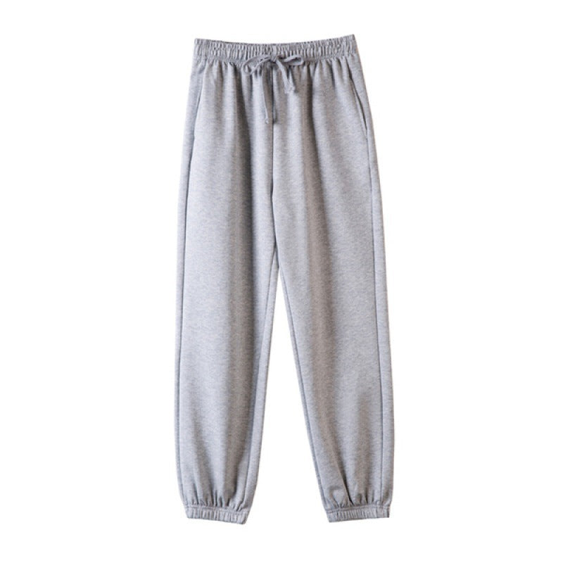 Damen nan weite hochgeschnittene Sweatpants mit elastischem Bund Kordelzug und gerippten Knöchelbündchen Drune