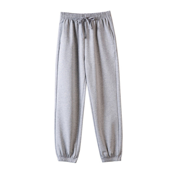 Damen nan weite hochgeschnittene Sweatpants mit elastischem Bund Kordelzug und gerippten Knöchelbündchen Drune