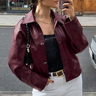 Damen Kunstlederjacke im modischen Oversized-Schnitt Drune