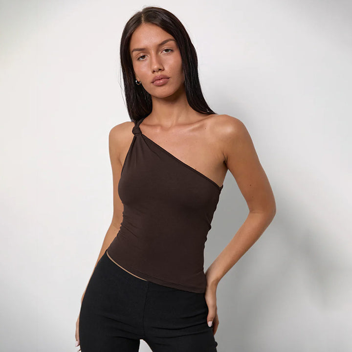 Damen asymmetrisches Trägershirt mit Knotendetail Drune