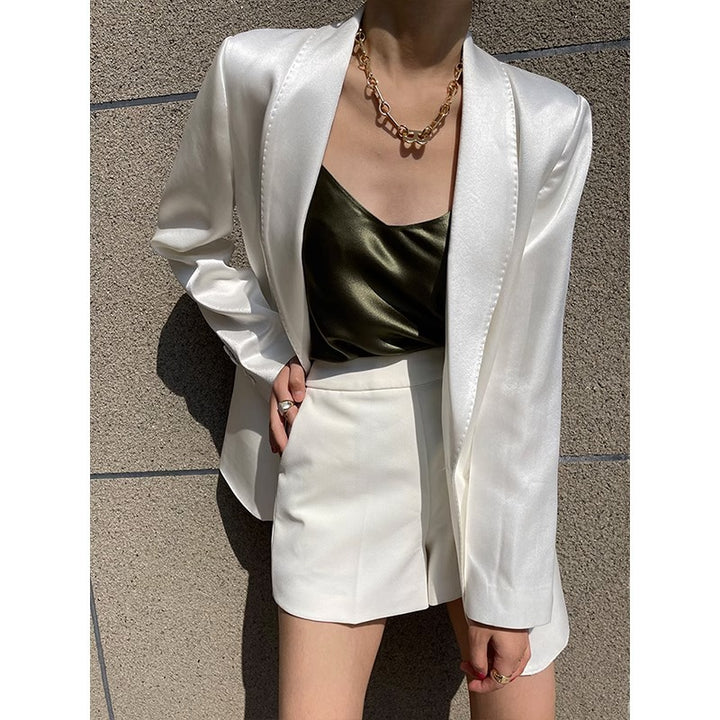 Damen Eleganter, taillierter Satinblazer Drune