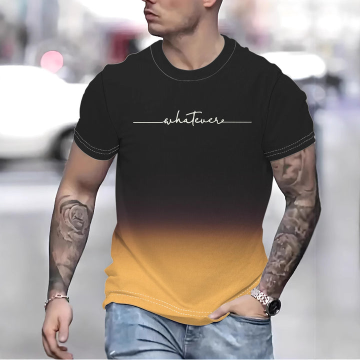 Herren T-Shirt mit kreativem Schriftzug und modernem Farbverlauf Drune