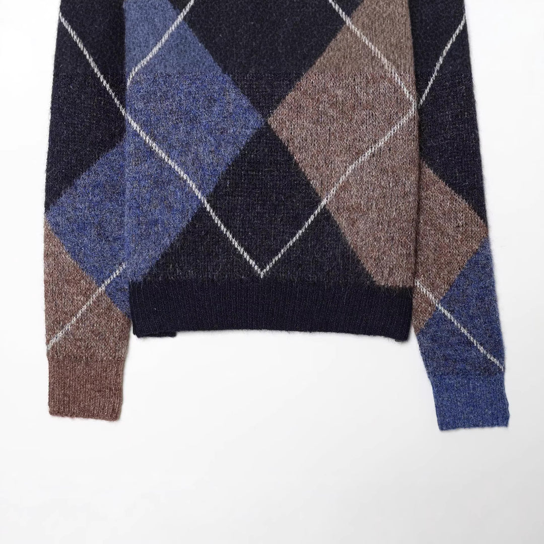 Damen Argyle‑Strickpullover mit kastigem Cropped‑Schnitt Drune