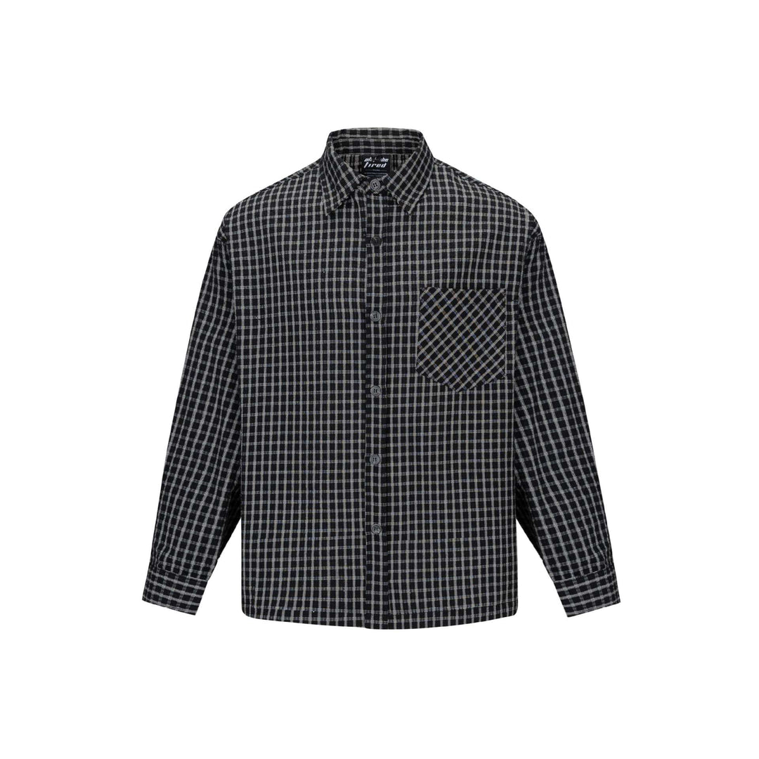 Herren Kariertes Flanellhemd im Overshirt‑Stil mit aufgesetzter Brusttasche Drune