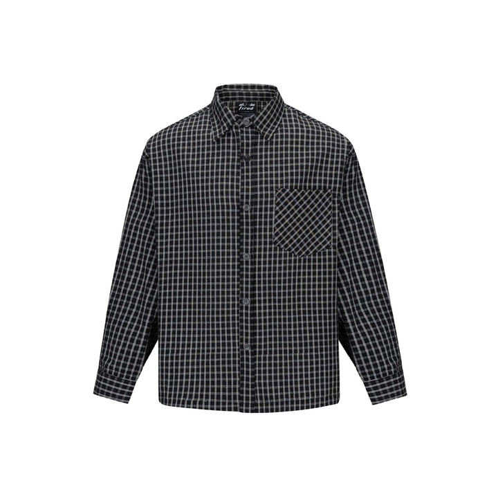 Herren Kariertes Flanellhemd im Overshirt‑Stil mit aufgesetzter Brusttasche Drune