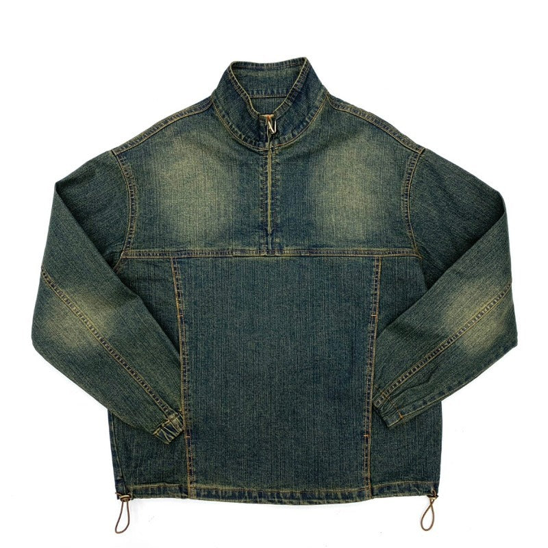 Herren Sportliche Denimjacke mit hohem Kragen Drune