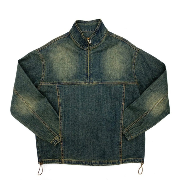 Herren Sportliche Denimjacke mit hohem Kragen Drune