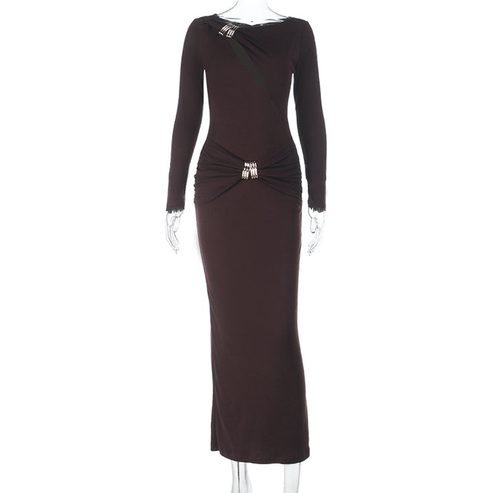 Damen Elegantes Maxikleid mit elegantem Wickeldesign und funkelnden Applikationen Drune