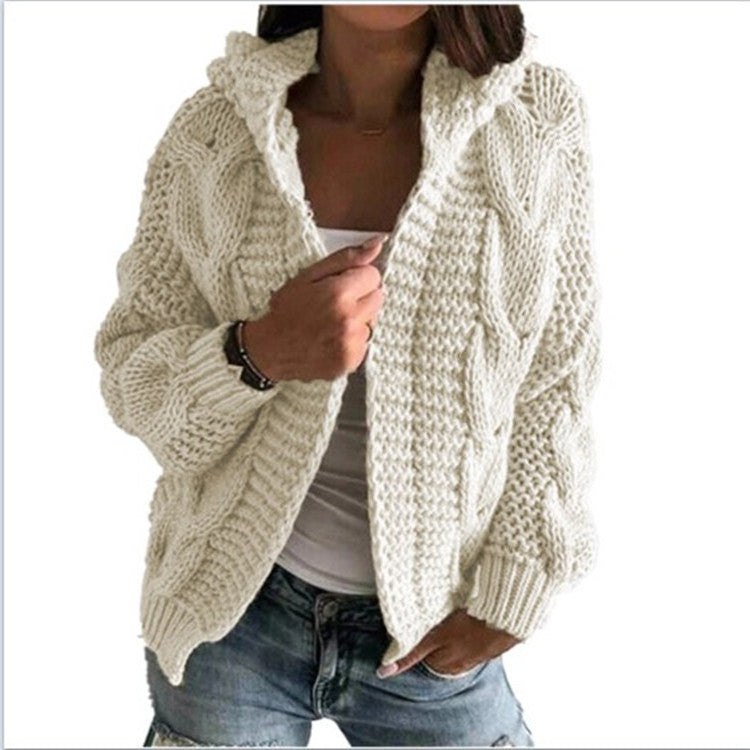 Damen Grobstrickcardigan mit offenem Kragen und voluminösen Ärmeln Drune