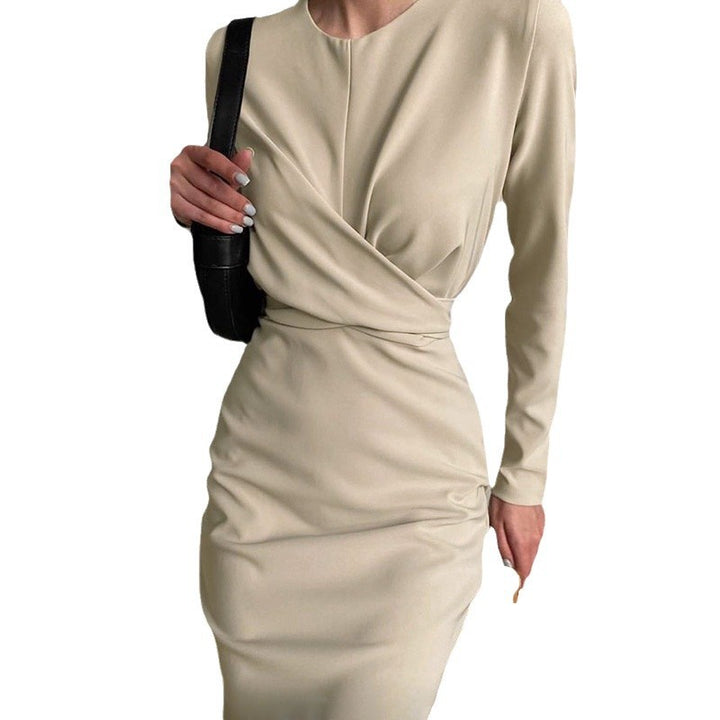 Damen figurbetontes Wickelkleid mit langen Ärmeln und elegantem Schnitt Drune