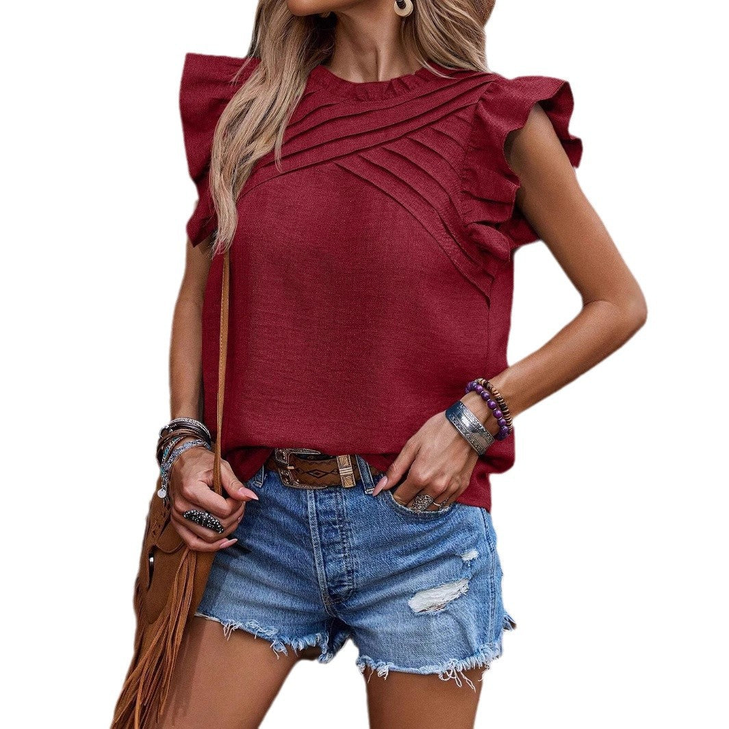 Damen Leichte Bluse mit Rüschendetails Drune