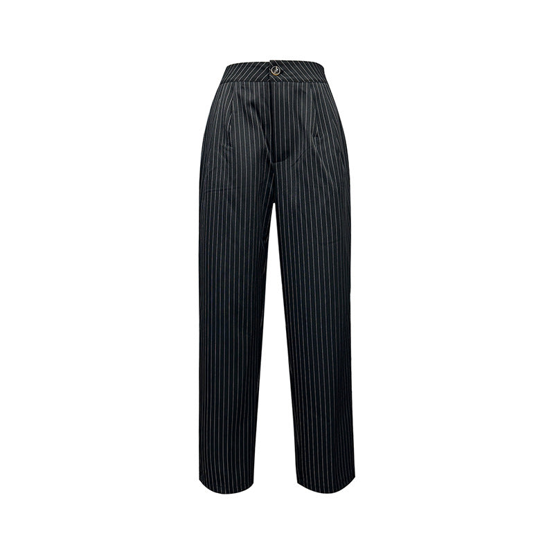Damen elegante gestreifte Hochbundhose Drune