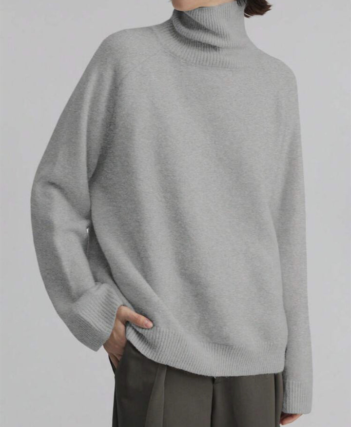 Damen Oversize Rollkragen-Feinstrickpullover mit Raglanärmeln und seitlichen Schlitzen Drune