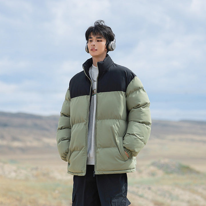 Herren Oversize-Steppjacke mit Colourblock-Schulter, hoher Stehkragen & windabweisender Wattierung Drune