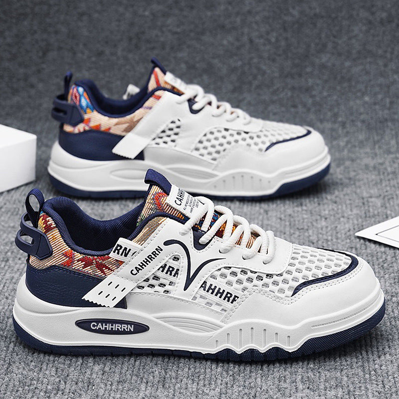 Unisex modische Mesh-City-Sneaker mit gewebtem Fersenmuster, gepolsterter Achillessektion und stoßdämpfender Plateau-Laufsohle Drune