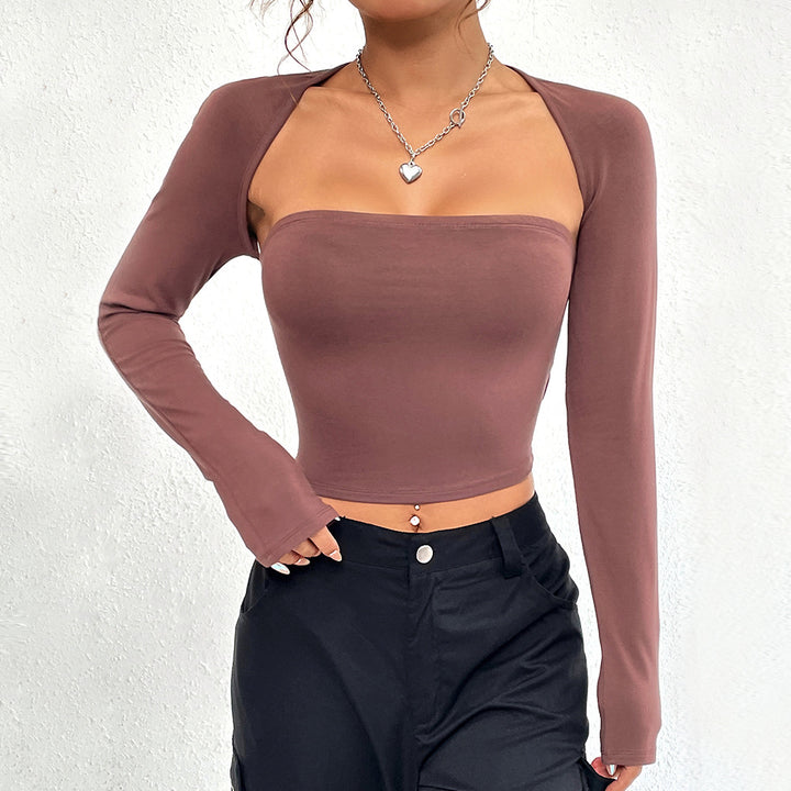 Damen Top mit asymmetrischem Ausschnitt und langen Ärmeln Drune