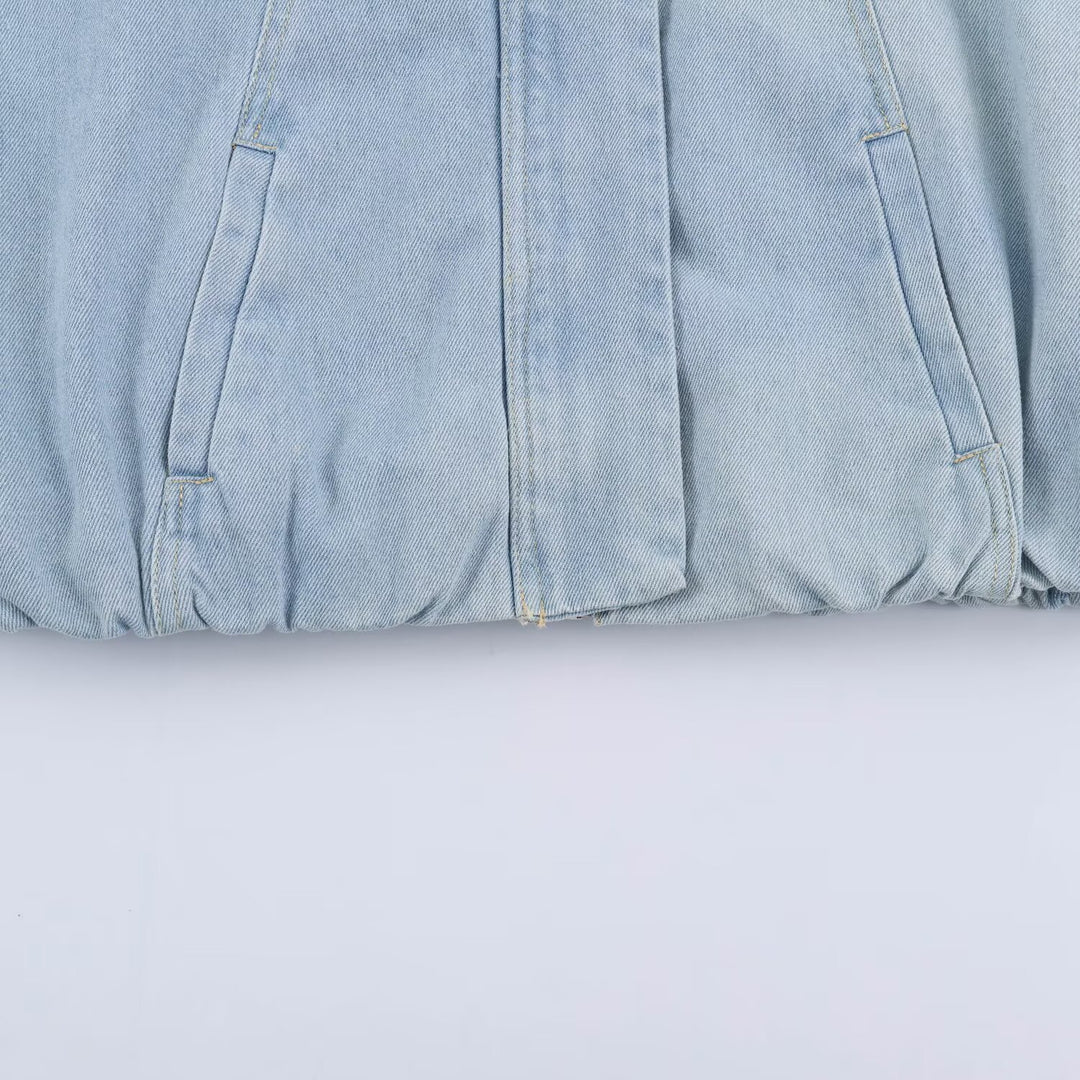 Damen Kurzjacke aus leichter Denim‑Qualität mit Raglanärmeln und verdeckter Verschlussleiste Drune