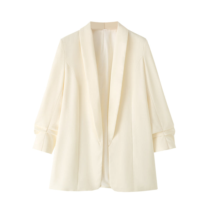 Damen nan lässiger Oversize-Blazer mit Schalkragen, offenem Schnitt und 3/4-Ärmeln Drune