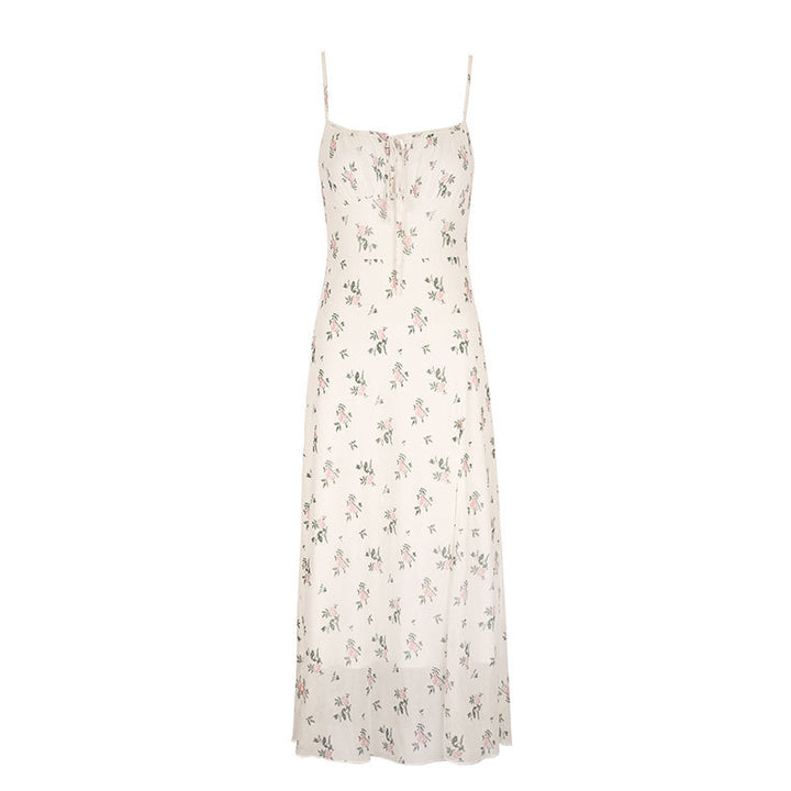 Damen Maxikleid mit feinen Spaghetti-Trägern und floralem Druck Drune